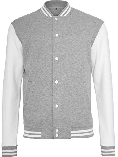 Build your Brand Uomo Sweat College Jacket Giacca Not Applicable, Multicolore (H.Grey/White 00659), XXX-Large