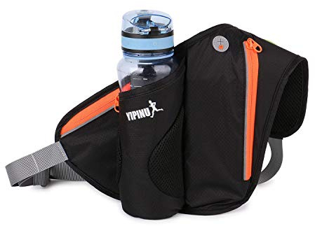 FANDARE Bauchtasche für Trinkflasche Gürteltasche Brusttasche Unisex Sport Trinkgürtel Sling Bag für Joggen Fahrradfahren Reise Laufen Trinkgürtel Hüfttasche Damen Herren Wasserdicht Nylon Schwarz