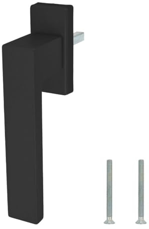 Design Aluminium Fenstergriff Dublin - gebürstet, Farbe:Schwarz RAL 9005, Stiftlänge:35mm