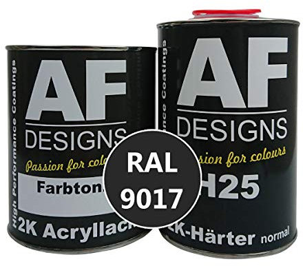 Alex Flittner Designs 2K Lack 1,5kg Set RAL 9017 VERKEHRSSCHWARZ seidenmatt Holz Maschinen Industrielack LKW NFZ