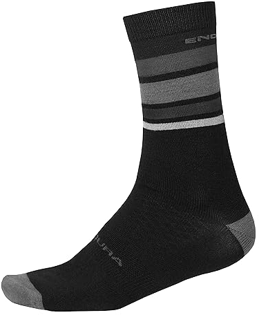ENDURA BaaBaa Merino Stripe Ciclismo Calzini per Uomo, Matt Black, S