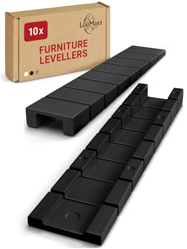 LouMaxx Möbelkeile 10er Set | Unterlegkeile 8 x 20 x 100 mm in Schwarz | Keile Kunststoff mit integrierten Sollbruchstellen