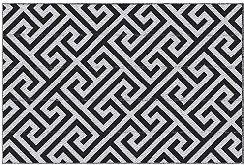 Outsunny Alfombra Exterior Reversible 121x182cm (4x6ft), Negro y Blanco