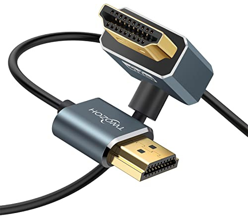 Twozoh Dünnes HDMI auf HDMI Kabel Gewinkelt 90 Grad Winkelstecker 0,3M, Ultra Schlankes und Flexibles HDMI Kabel unterstützt 3D/4K 60Hz