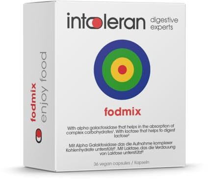 Intoleran Fodmix Digestive Enzymes - 36 Capsules | Highly Dosed Supplement for FODMAP Intolerance | Helps Digest Lactose and Complex Carbohydrates | Pure & Vegan | Low FODMAP