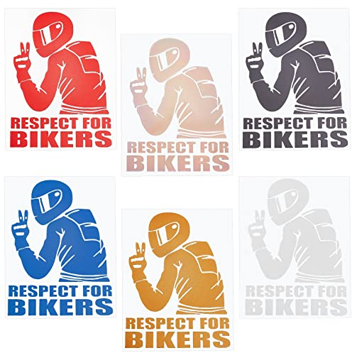 GORGECRAFT 6 Couleurs Autocollants de Voiture en Vinyle Coloré Respect pour les Motards Drôle Réfléchissant Laser Autocollants de Fenêtre Drôles pour Voitures Camions Motos Ordinateur (Moto)