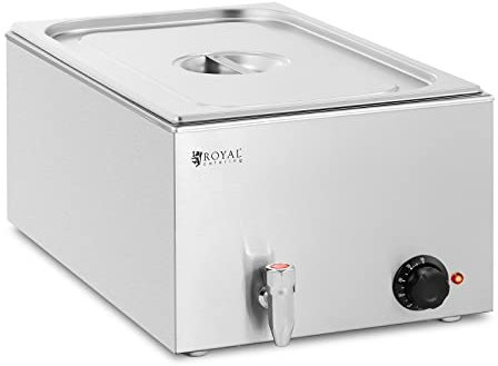 Royal Catering RCBM_GN1/1_3 Bain-Marie Professionnel 600 W bac GN 1/1 perforé Robinet de vidange Bain-Marie INOX