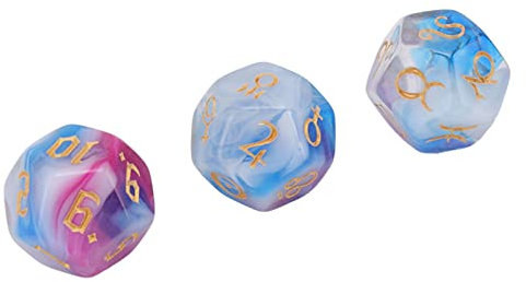 Yhedral Würfel-Set (3-teilig) Dnd Würfel, astrologisches Würfel-Set 12 Seiten Glitzer-Runen-Würfel, leicht lesbar für Tisch-Brettspiel-Spielzeug(blau)