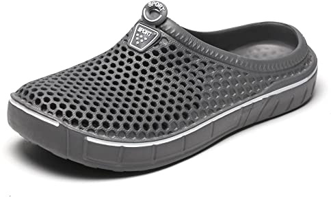 Zoccoli da giardino da donna da uomo scarpe sandali da pioggia ad asciugatura rapida antiscivolo pantofole da piscina per interni ed esterni, Grigio, 40 2/3 EU