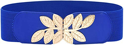 Doneboo Damen Dehnbarer Gürtel Figur Schmeichelter Elastischer Taillengürtel Gold-Schnalle 5,5cm breiter Gürtel für Damen