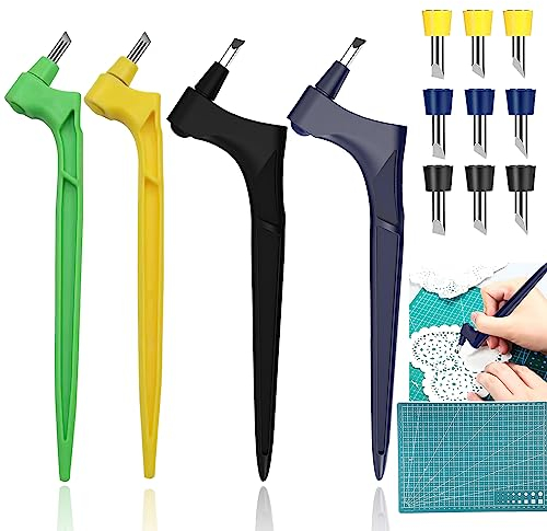 CLDURHGE 13 piezas de herramientas de corte artesanal, nuevo juego de cuchillos artesanales de acero inoxidable, cuchillas giratorias de 360 ​​grados, cortador giroscópico de acero inoxidable,