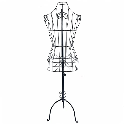 Metall Schneiderpuppe Schaufensterpuppe Damenbüste Schneiderbüste Kleiderpuppe,Höhenverstellbar 140-160cm,Schwarz