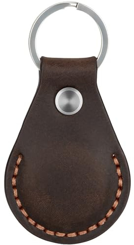 AirGear® Airtag Schlüsselanhänger LEDER ECHT, Anhänger aus Echtem Leder, Hülle aus Echtleder, kompatibel mit Apple Airtag (Coffee Brown)