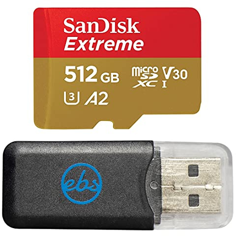 SanDisk Micro Extreme - Tarjeta de memoria SDXC UHS-I U3 V30 de 512 GB, funciona con cámara GoPro Action Camera Hero 12 Black (SDSQXAV-512G-GN6MN) con (1) lector de tarjetas MicroSD Everything But