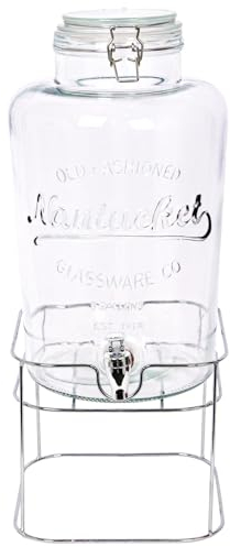 Rink Drink 8.7L Drinks Dispenser with Tap & Stand - Large Home Kitchen Outdoor Chrome Tap Water Dispensing Jug Indoor Juice Punch Bottle for BBQ, Party, Picnic, Events, Buffets