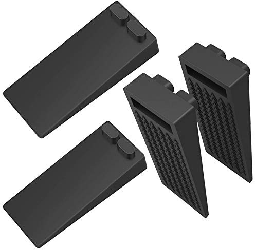 Hantoc 4er Set Gummi Türstopper Türkeil, Höhenverstellbar Rutschfest Bodentürstopper für alle Hartböden geeignet Türpuffer Boden Wandpuffer Zum Schutz Von Wand und Möbel Schwarz