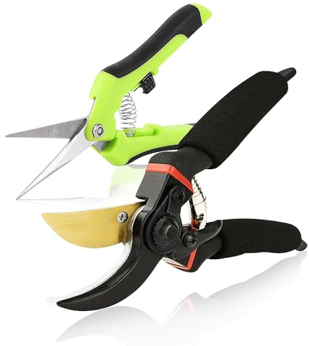OdiuK 2 Stücke Gartenschere Baumschere aus SK5 Stah Scharfe Rebenschere, Multifunktional Ergonomisches Rosenschere für Zweige Blumen Rosen Früchte Pflanzen Hecken Bonsaiwerkzeug