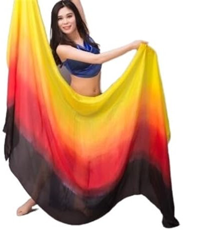 MZPOZB Bauchtanz Seidenschal Rainbow Gradent Damen Bauchtanz Seidenschleier Bauchtanz Zubehör 250 cm 270 cm Bauchtanz Schal(Color 11,270x114cm)