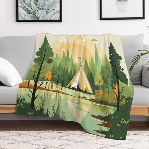 Ultraweiche Micro-Fleece-Decke, kühlende Decke, leicht, warm, Tipi-Überwurf, Decke, 127 x 152,4 cm, gemütliche Klimaanlage, große Fleece-Überwurfdecke für Bett, Couch, Sofa, alle Jahreszeiten