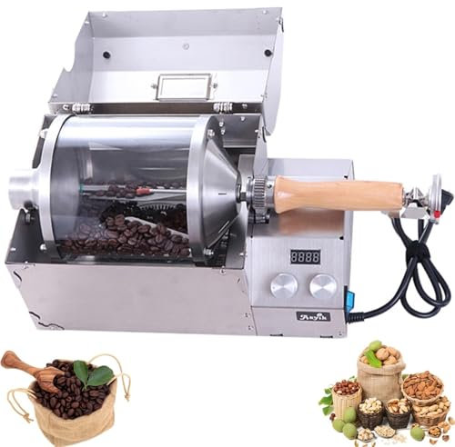 ZQJYMXY Electric Coffee Roaster with Thermometer, 1200W Home Coffee Roaster, Quartz Glass Drum, Adjustable Temperature + Speed, for Roasting Coffee, Green Beans, Peanuts