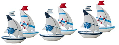 Cabilock 6 Stück Segelmodell Segelboot Skulpturen Tisch Miniatur Segelboot Modell Segelverzierung Segelboot Modell Segelboot Ornament Mediterranes Nautisches Bootsmodell