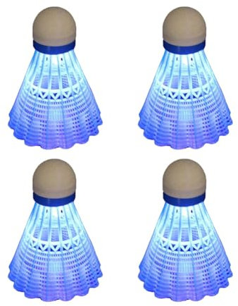 Suoumwa 4 Stück Leuchtende Badmintonbälle LED Schaumkunststoff Sport Badminton Leuchtende Federbälle Badminton Set Blau