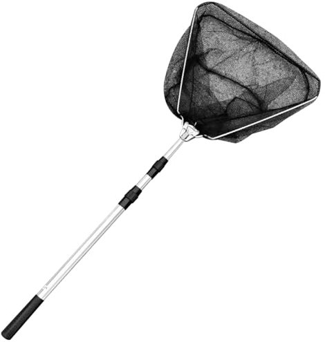 Retino da pesca con manico telescopico, grandi reti da pesca a maglia fine per pesca, rete pieghevole portatile per acquari, acquari e piccoli stagni
