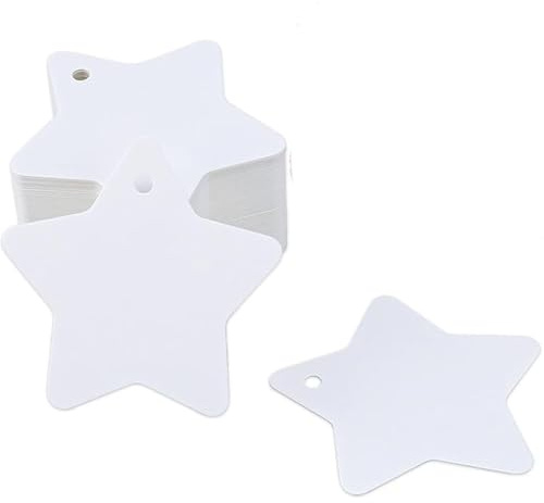 SMTCM 200 Stück Weihnachten Etiketten Stern Geschenkanhänger Kraftpapier Sterne zum Basteln Sternenanhänger Hochzeitanhänger Blanko Weihnachtsanhänger Flaschenetiketten Preisetiketten Namensschilder