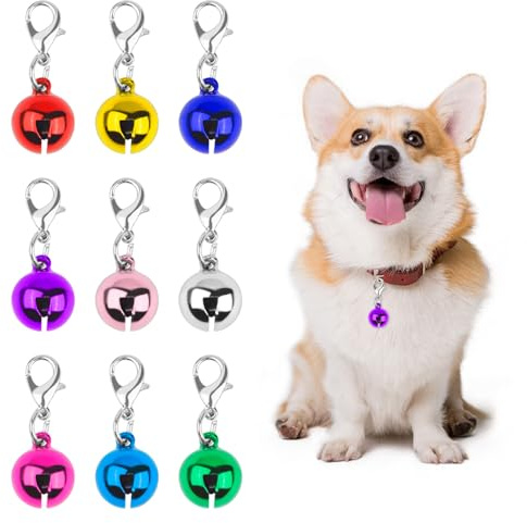 9 Stück Katzen und Hundehalsbandglocken, Haustierglocke für Katzenhalsband Schlüsselring Hundehalsbandglocken, Kätzchen Welpen kleine Glocken mit Verschlüssen, Festival Party DIY kleine Glocken