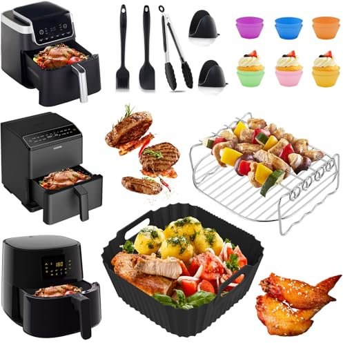 Accessoires Air Fryer pour Philips Airfryer Série 2000 6.2L, NINJA Air Fryer PRO AF180 6.2L, COSORI 5.5L Friteuse Sans huile - Moule Silicone Airfryer & Grille, Moule Cake, Etc