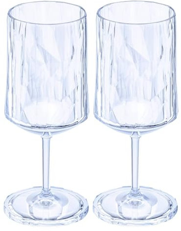 koziol Superglas Club No.4 Lot de 2 verres à vin et à apéritif avec pied en plastique transparent luxueux, incassables, réutilisables, pour fête, camping, 300 ml (bleu sarcelle)