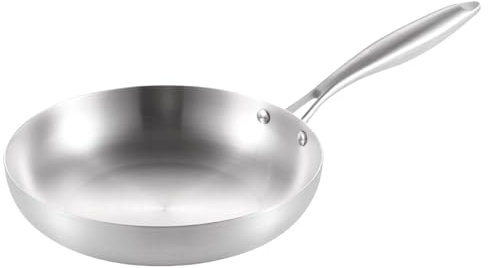 Panoufle profonde - poêle à frire en acier inoxydable | Pan de cuisine de la poêle profonde | Planchette sûre pour le steak, les œufs et toutes les méthodes de cuisson | Poêle durable pour une utilisa