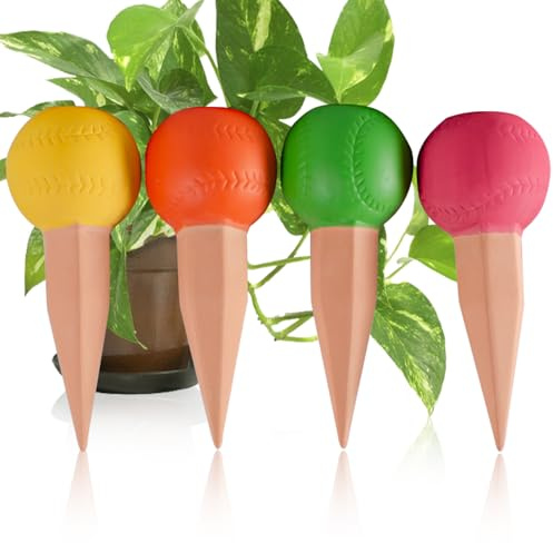 MKNZOME Oyas a Planter Terre Cuite, 4 Pièces Arrosage Goutte à Goutte Ollas Terre Cuite Arrosage Automatique Plantes Irrigation Goutte a Goutte Bouteille pour Jardin Maison Intérieur Extérieur