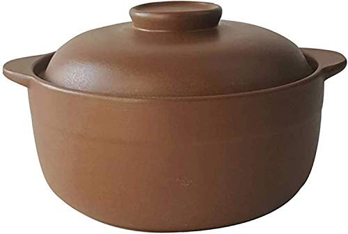 Ceramic Casserole Dish with Lid - Heat Resistant Soup Pot for Pregnant Women, Gas Safe Stew and Braising Pan, Unglazed Cooking Pot