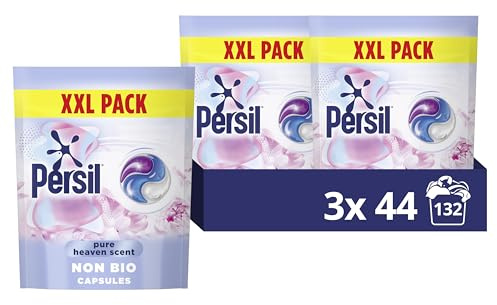 Persil Non-Bio Laundry Capsules Heaven Scent, Hypoallergenic, Fast-Dissolving, Removes Stains, Gentle for Sensitive Skin, Cold Water Suitable, 3 × 44 Washes (132 Total)