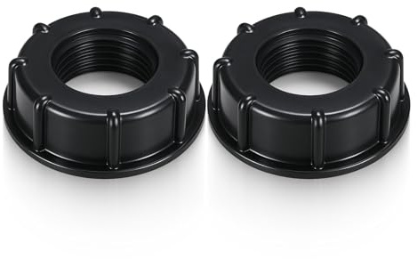 EUYKQNOI Adaptador IBC 1 Pulgada - 2 Unidades Tapón Central Lisa para Tanque de Agua 1000L, Conexión Depósito IBC con Rosca S60x6, Accesorios Contenedor Agua Pluvial y Combustible