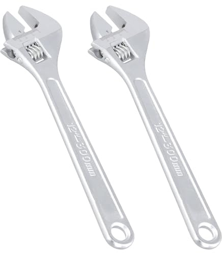 HAKZEON 2 chiavi inglesi regolabili da 30,5 cm, ganasce larghe 305 mm (0-33 mm), strumento idraulico professionale con marcature di scala