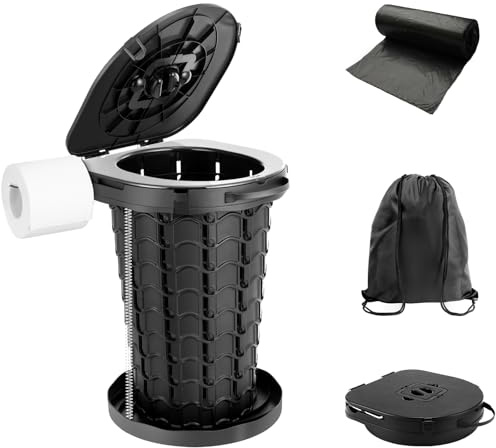 Large Portable Toilet for Camping with Bag - Folding Camping Toilet for Adults with Lid & Roll Holder, imodomio Car Travel Toilets for Emergency Use, Tents, Bedroom, Pool, Party, Beach, Load 440Lb
