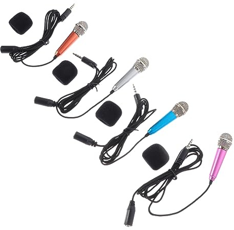 FRCOLOR 4pcs Portable Microphone Mini Singing Mic for Phone Recording Microphone for Phone Singing Accessory for Karaoke Wireless Use Laptop