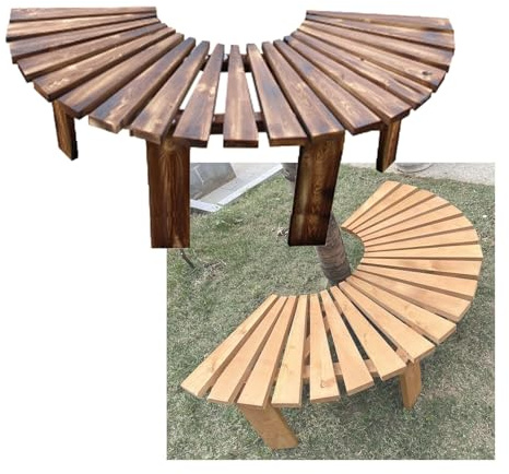 Generisch Rundum-Baumbank, Halbrunder Parkstuhl Aus Holz, Rückenfreier, Bodenstehender Pflanzenständer, for Terrassen, Parks, Höfe Und Rasen(Color 1)