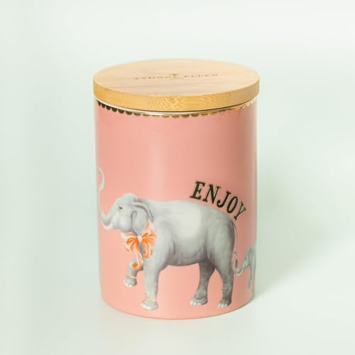 YVONNE ELLEN Elephant Storage Jar | Ceramic Storage Jar with Lid Airtight, Kitchen Storage Jars for Pasta & Food, China Storage Jars for Kitchen | 14 x 10 cm