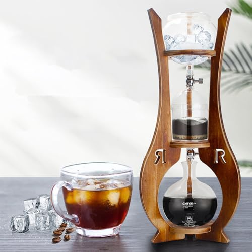 Cafetera fría con tecnología de goteo lento, soporte de madera para uso doméstico y de oficina