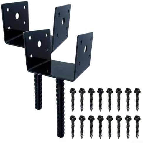 Yuanpgky Base per pali in legno a forma di U per pali in legno da 10 x 10 cm, con ancoraggio in cemento e viti, struttura in metallo per supporti per ponte, ringhiere per portici e recinzioni da