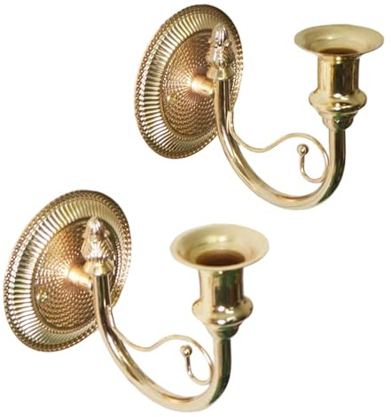 rockible 2 Stück Wandkerzenhalter Eisen Kerzen Wandhalter Vintage Französisches Retro Kunstwerk für Wohnraum Flur Hintergrundwand Dekorative Gestaltung, Gold