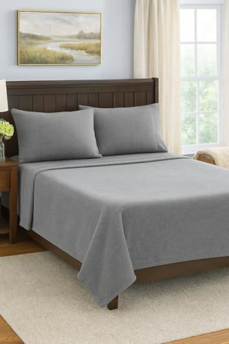 Corredocasa Completo Letto Lenzuola in Pile Tinta Unita, Made in Italy – Set Morbido e Caldo per l’Inverno con Federe Incluse - Alta Qualità e Comfort, Facile da Lavare (Grigio, Matrimoniale)