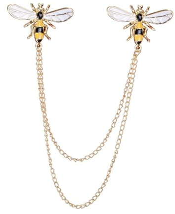 TEHAUX Bienenbrosche Kragennadel Legierung Goldfarben Schlicht Damen Schmuck Accessoire Für Kleidung Tasche Rucksack Party