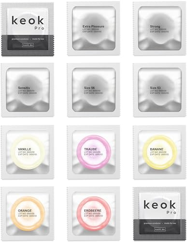 100 Stück keok Pro Kondome Fun & Pleasure / 10 Sorten Mix Sortiment Mischung