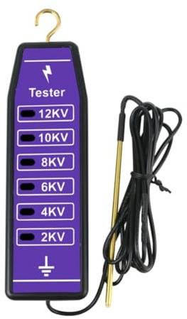 FACAIIO Testeur de tension de clôture électrique portatif, 2 kV-12 kV pour portée avec 6 indicateurs LED, voltmètre de clôture étanche, dépannage de fils métalliques et corde