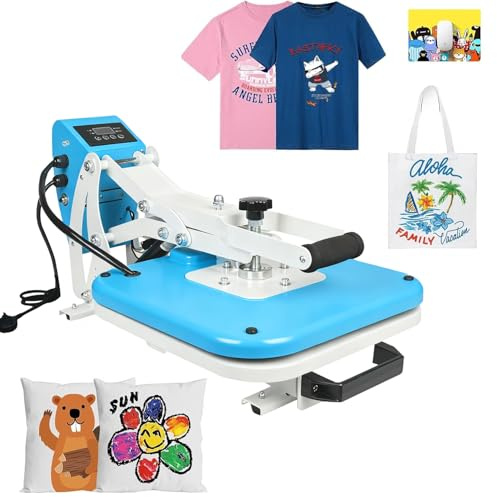 38x38cm Electric T-Shirt Heat Press Machine, High Pressure Sublimation Printing Heat Transfer Machine with Slider Drawer & Digital Control for Fabrics, T Shirt, Cushion Cover