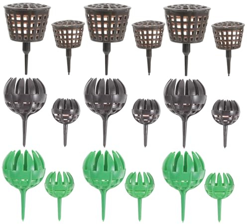 SEWOART Lot de 30 Boîtes à Engrais en Plastique pour Jardinage, Coffrets à Libération Lente, Grosse et Petite Taille, Couleurs Vert et Café, Couvercles, Accessoires pour Bonsaï et Plantes